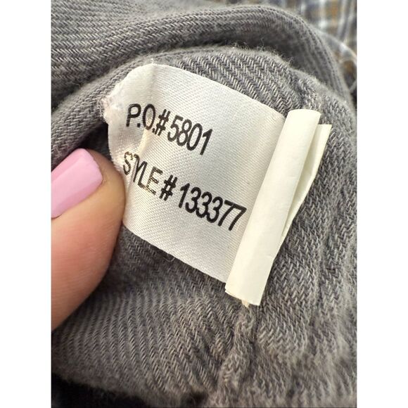 Carbon 2 Cobalt Mens Button Down Check Plaid Flannel Large Brown Grey 100% Cotto - Picture 4 of 4